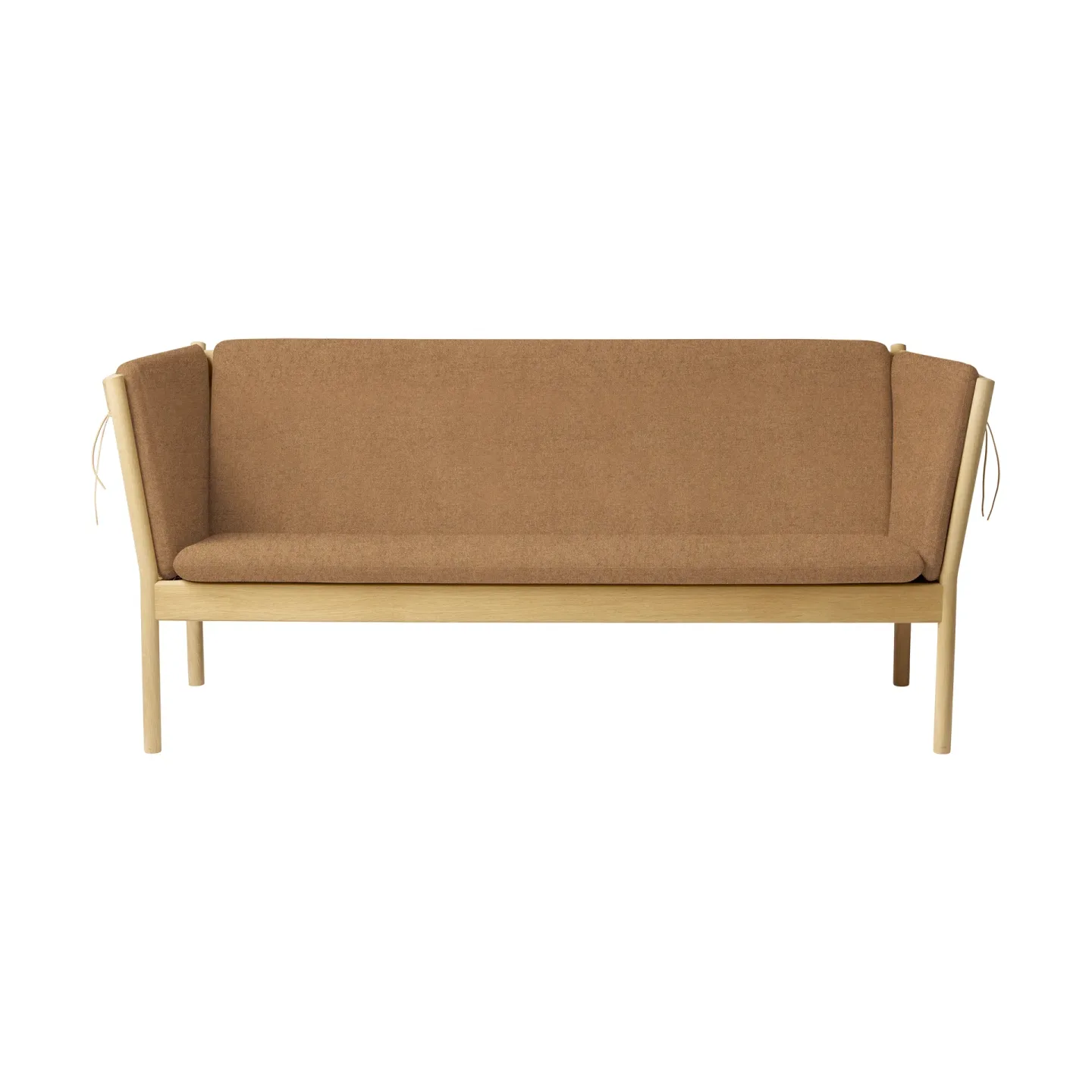 FDB Møbler J149 Sofa Stoff braun lackierte Eiche, 3-Sitzer