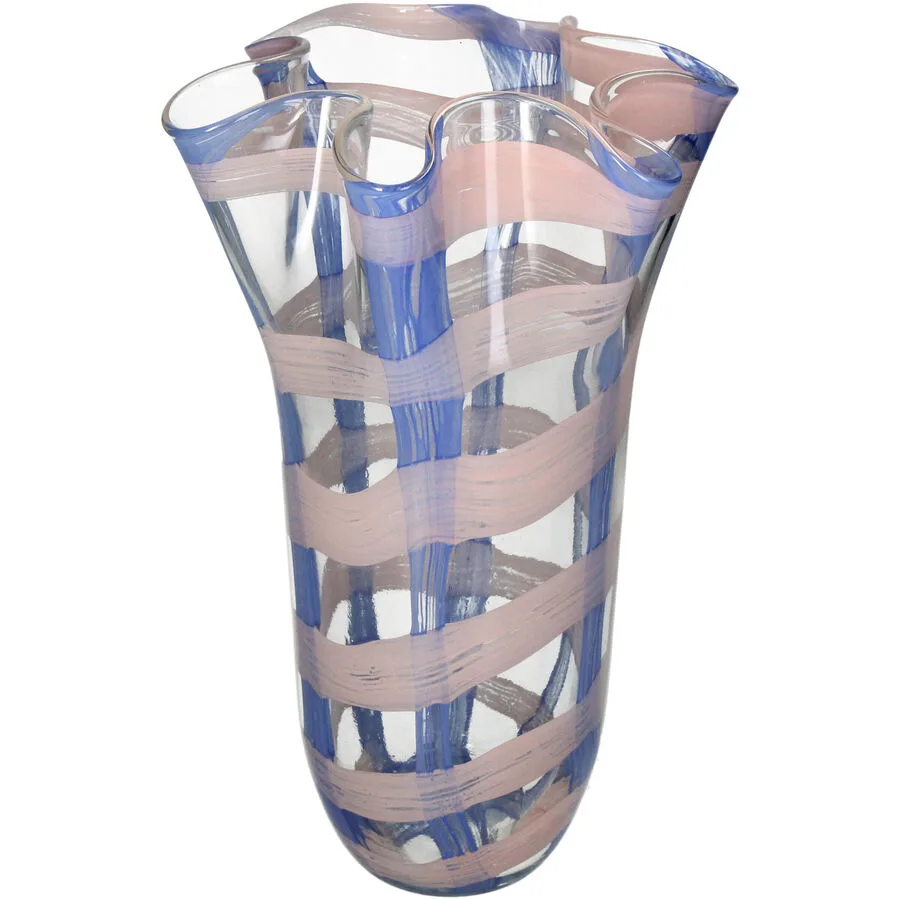 Vase Myko Blau/Rosa/Transparent Glas 35 cm
