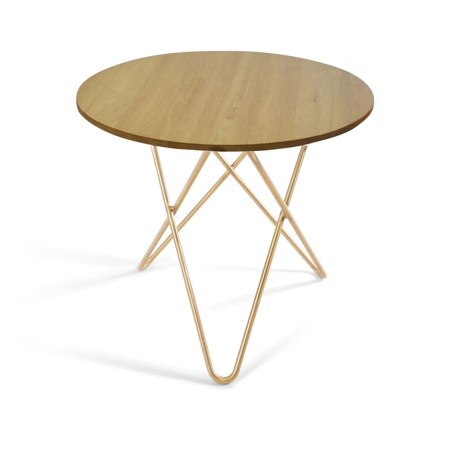 OX Denmarq - O Dining Table Ø80, Brass Frame, Top: Oak - Matbord - Dennis Marquart - Träfärgad - Metall/Trä