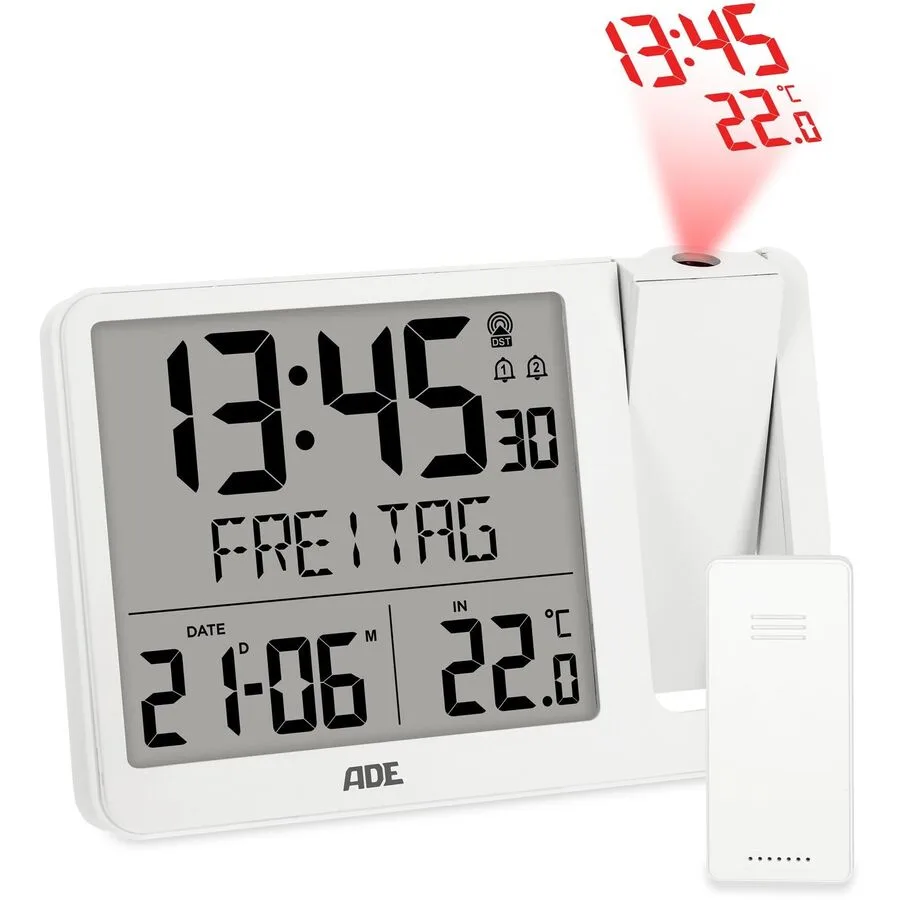 Funkuhr ADE Weiss Acrylnitril-Butadien-Styrol (ABS) Quadratisch B 10.4 cm