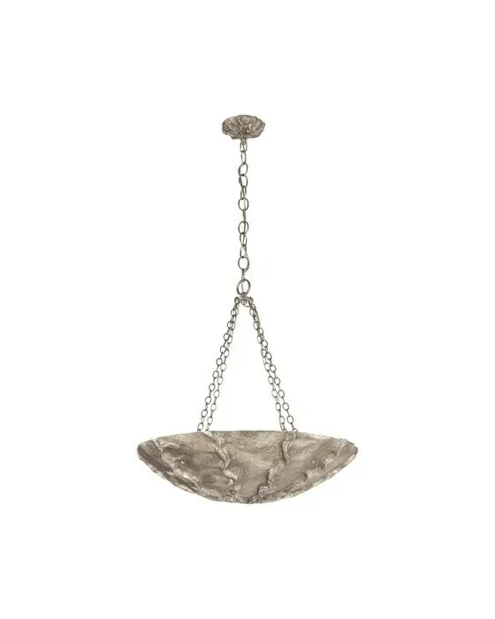 Benit Medium Sculpted Pendant Burnished Silver Leaf
