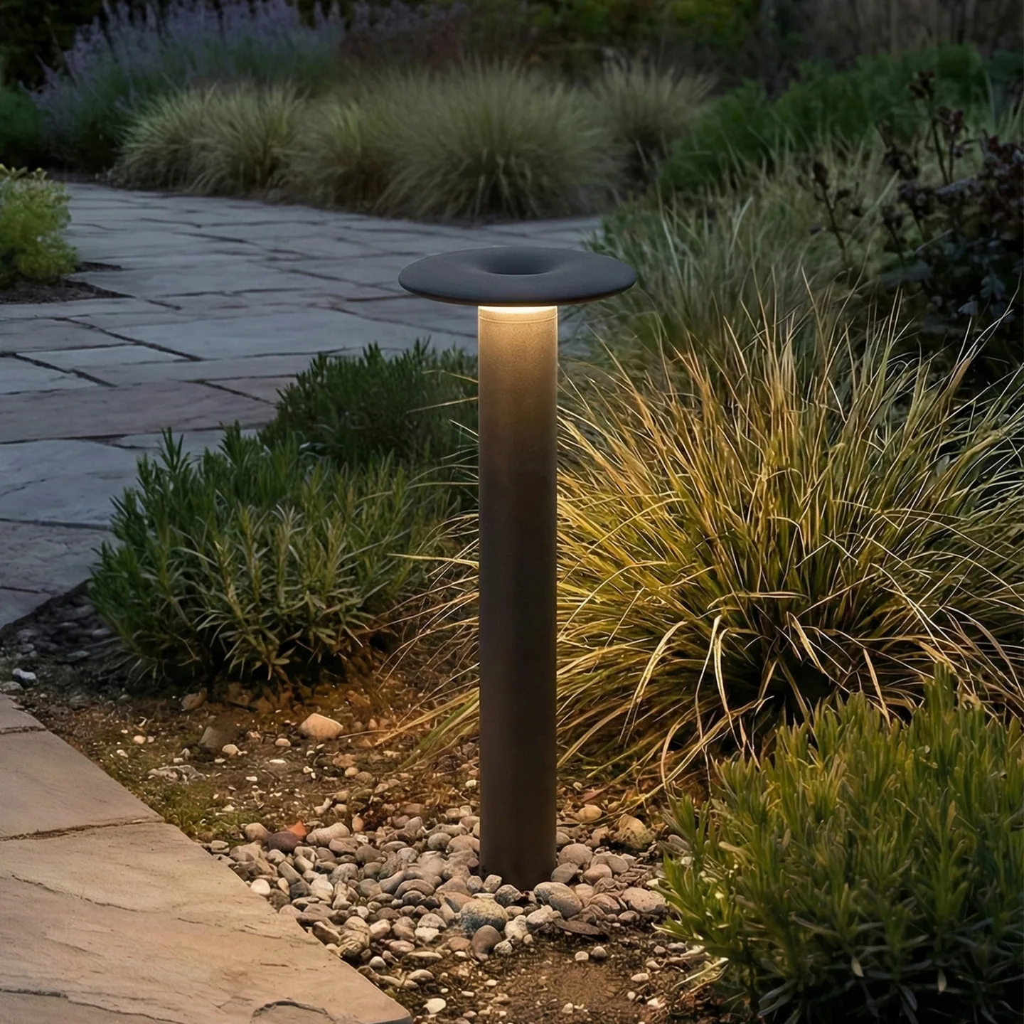 Haloa LED-Wegeleuchte, Höhe 50, IP54, schwarz, Aluminium - Lucande - Terrasse - Modern - Rund