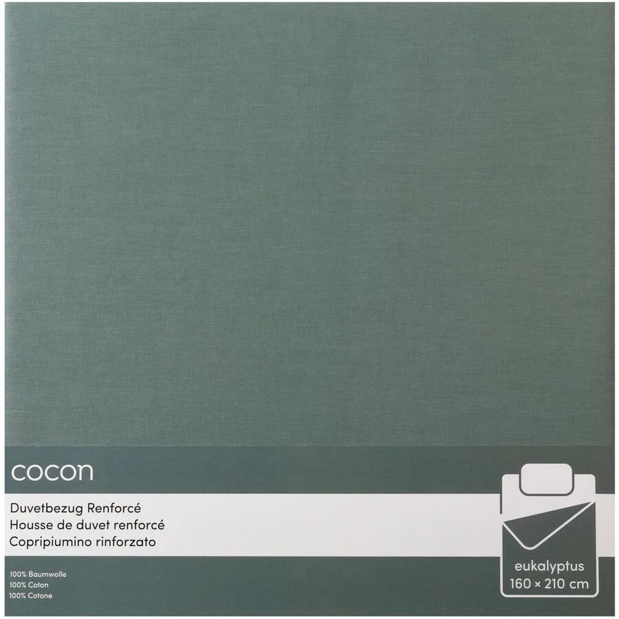 Duvetbezug COCON Eukalyptusgrün Baumwolle 160 x 210 cm - Material: Renforcé