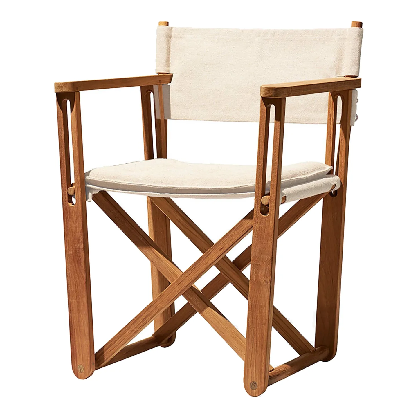 Skargaarden - Kryss Lounge Chair, Teak, Beige Papyrus Fabric - Fåtöljer utomhus - Björn Hultén - Beige - Trä/Textilmaterial