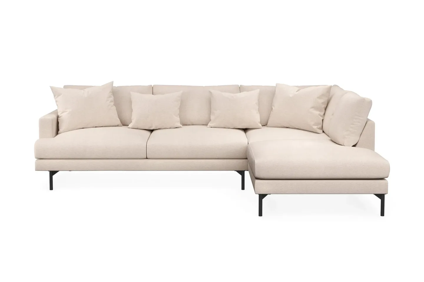 Menard 4-sits Högervänd L-formad Djup Schäslongsoffa i Tyg - Beige