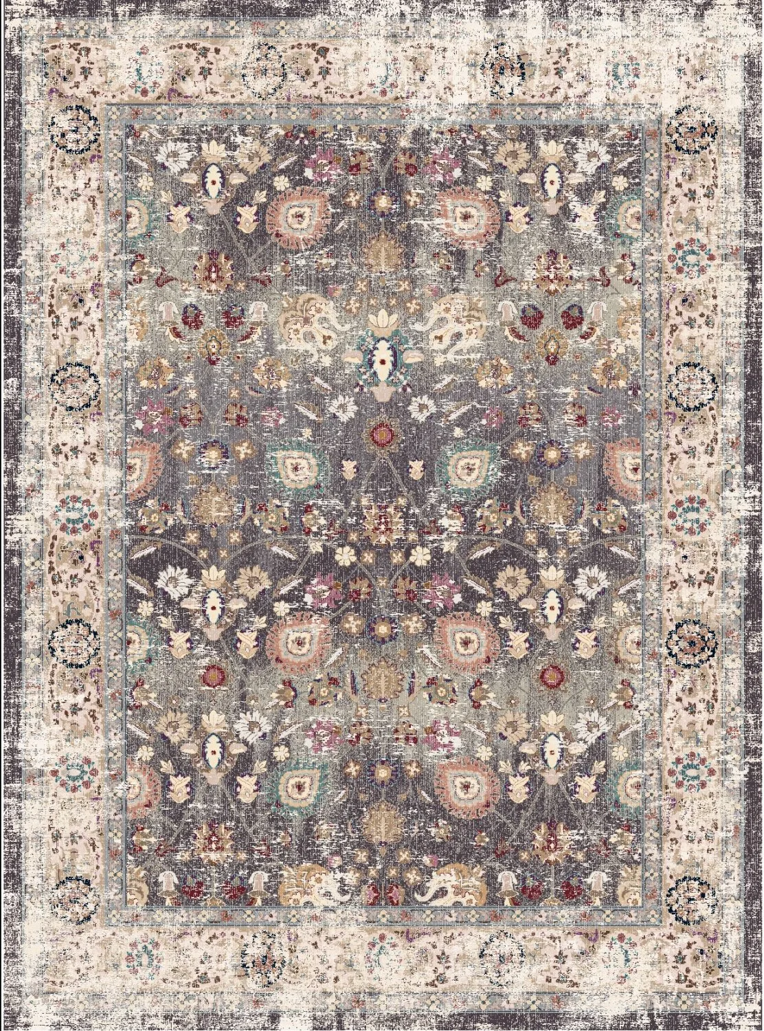 Wilton-teppe - Bouhjar (grå/multi) (Størrelse: 160 x 230 cm)