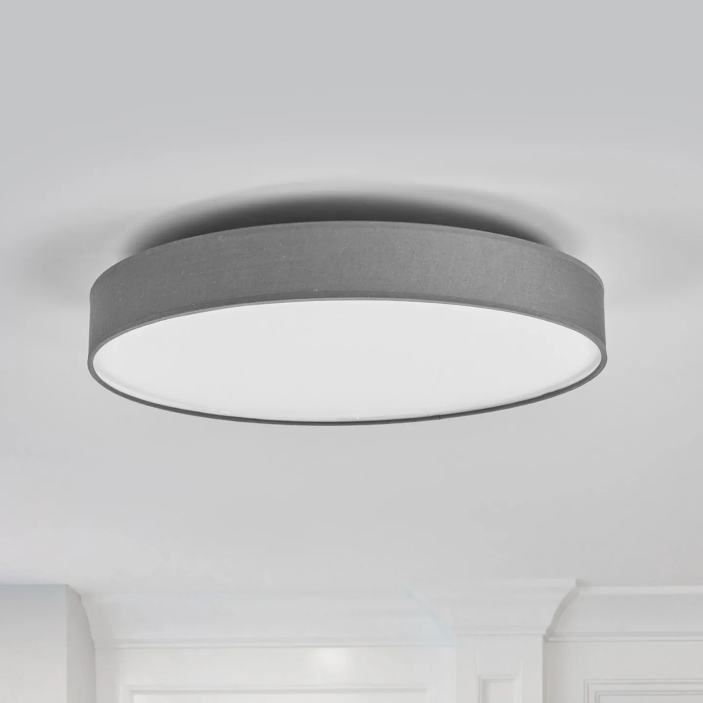 Saira Loftlampe Ø50 Grey/White - Lindby - Stue - Moderne - Stof / tekstil - Rund
