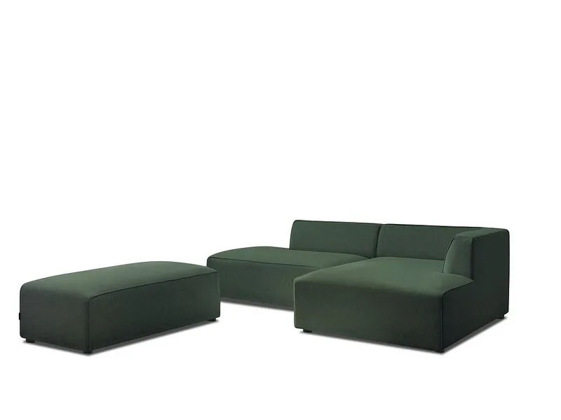 Ecksofa mit Hocker BOBOCHIC MEGEVE Stoff chiniert grün