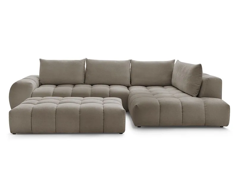 Ecksofa mit Hocker BOBOCHIC EVEREST Stoff mit Textur taupe