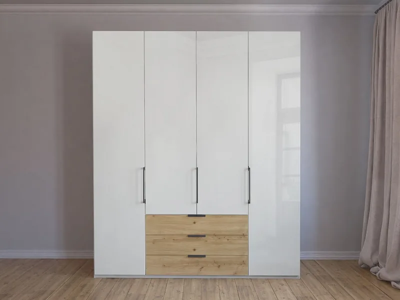 Drehtürenschrank MIAMI weiss 4 Türen 3 Schubladen