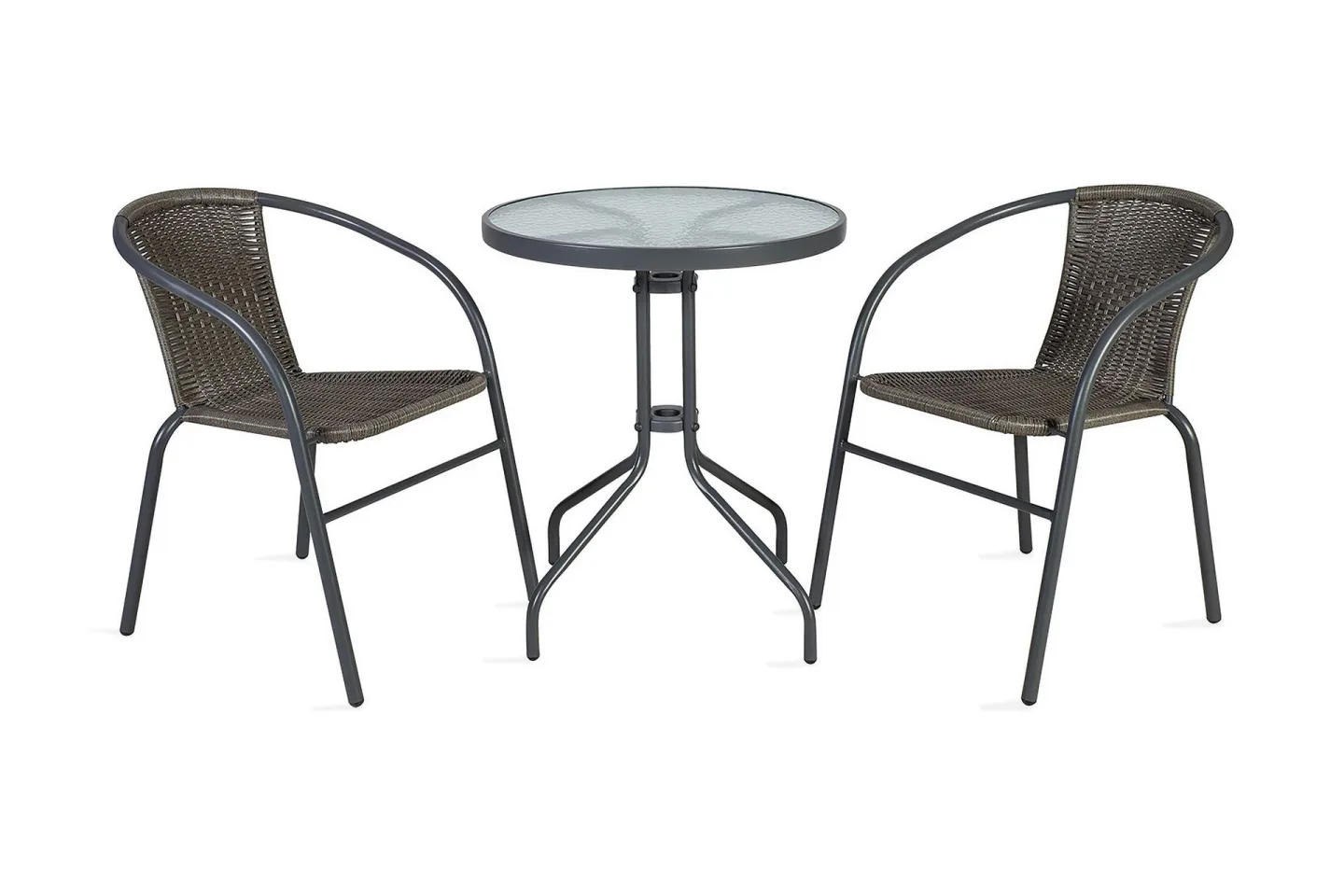 Balkong set BISTRO Utebord och 2 Utestolar D60xH70 grå -