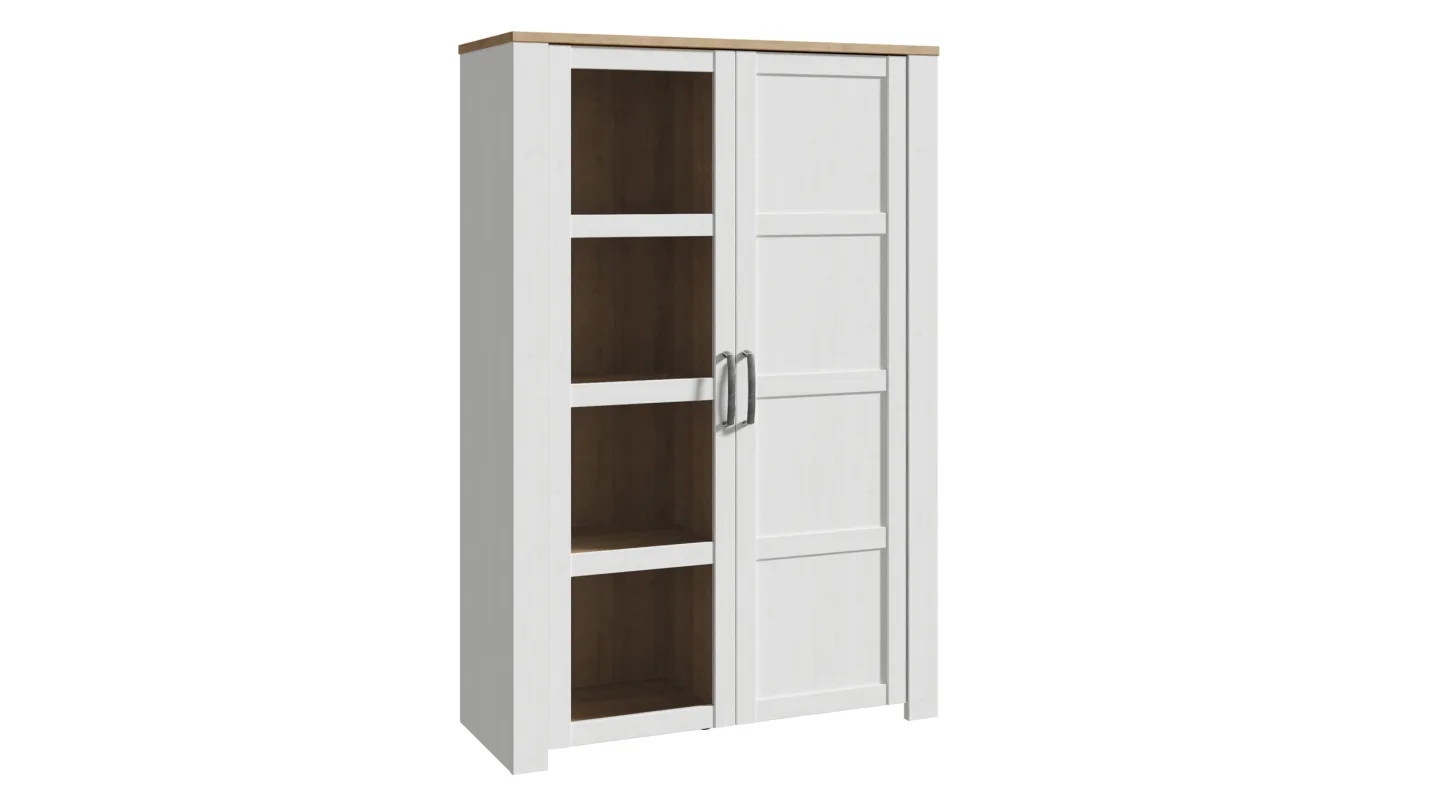 Vitrine mit Glastür Lärche weiß - Eiche - Breite 106 cm - BOHOL
