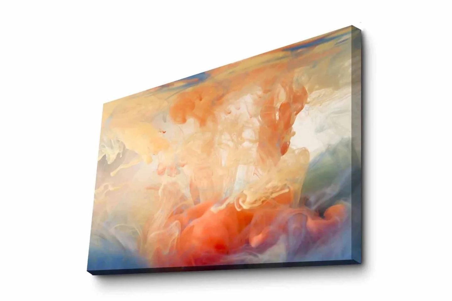 Canvastavla - Abstrakt komposition med färgade svallningar - Orange / Blå / Beige