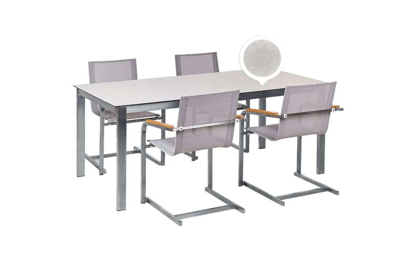 Matsalsset Cosoleto Vit/Beige/Silver, 4-Sits - Vit/Beige/Silver, 4-Sits