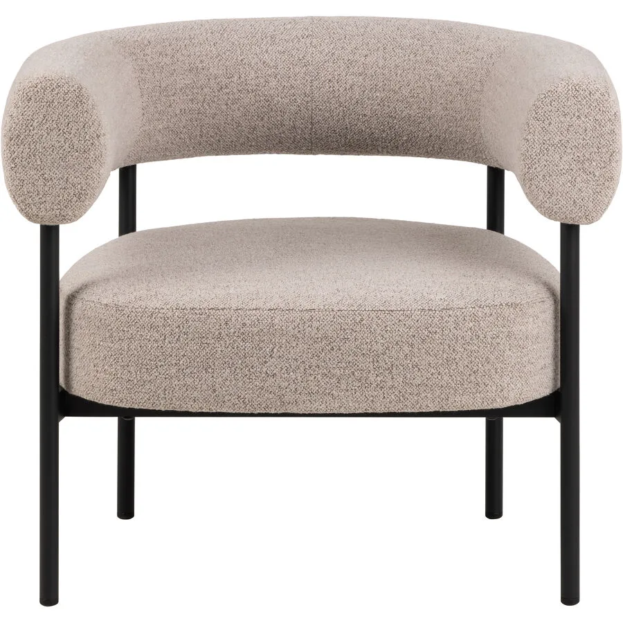 Sessel Brown Beige, Schwarz Stoff, Metall B 78.5 cm T 67.5 H 71 cm