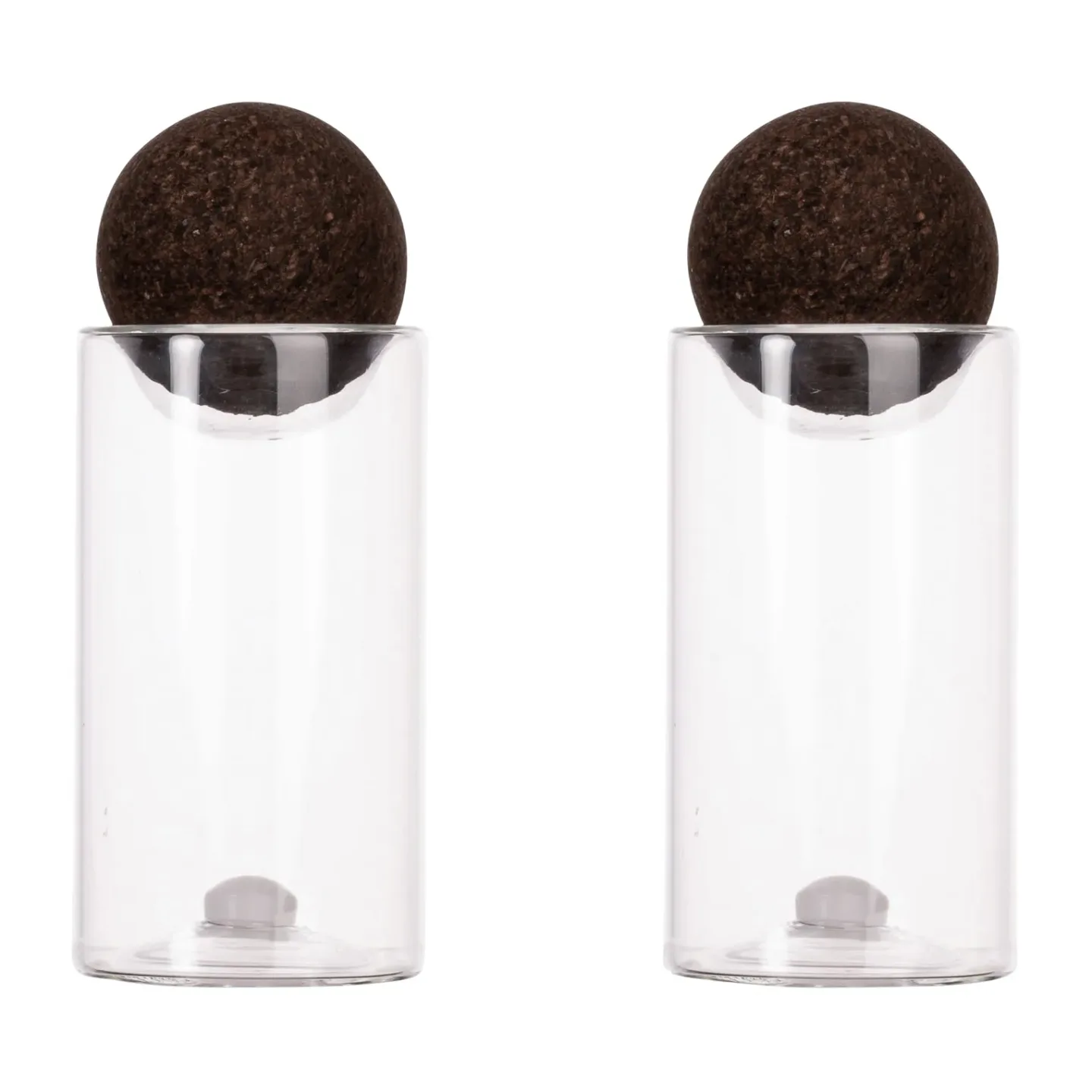 Sagaform Nature Salz-und Pfefferset mit Korkkugel 2er Pack Klar-dunkelbraun