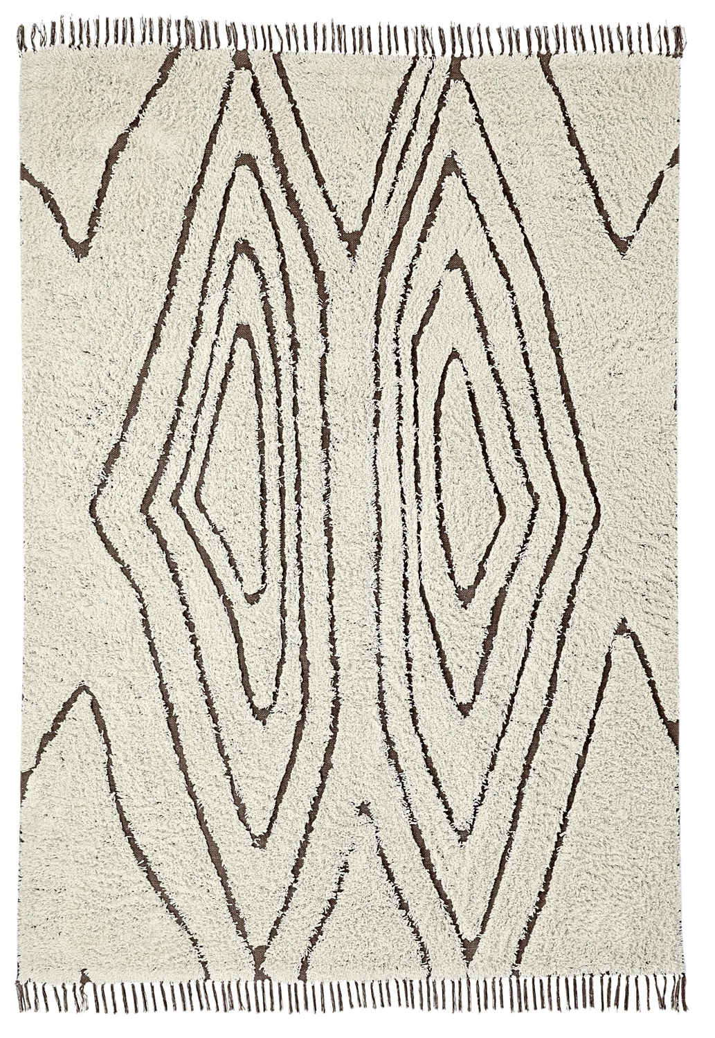 Ryetepper - Kindon Natural Cotton Shaggy (off white/brun) (Størrelse: 80 x 150 cm)