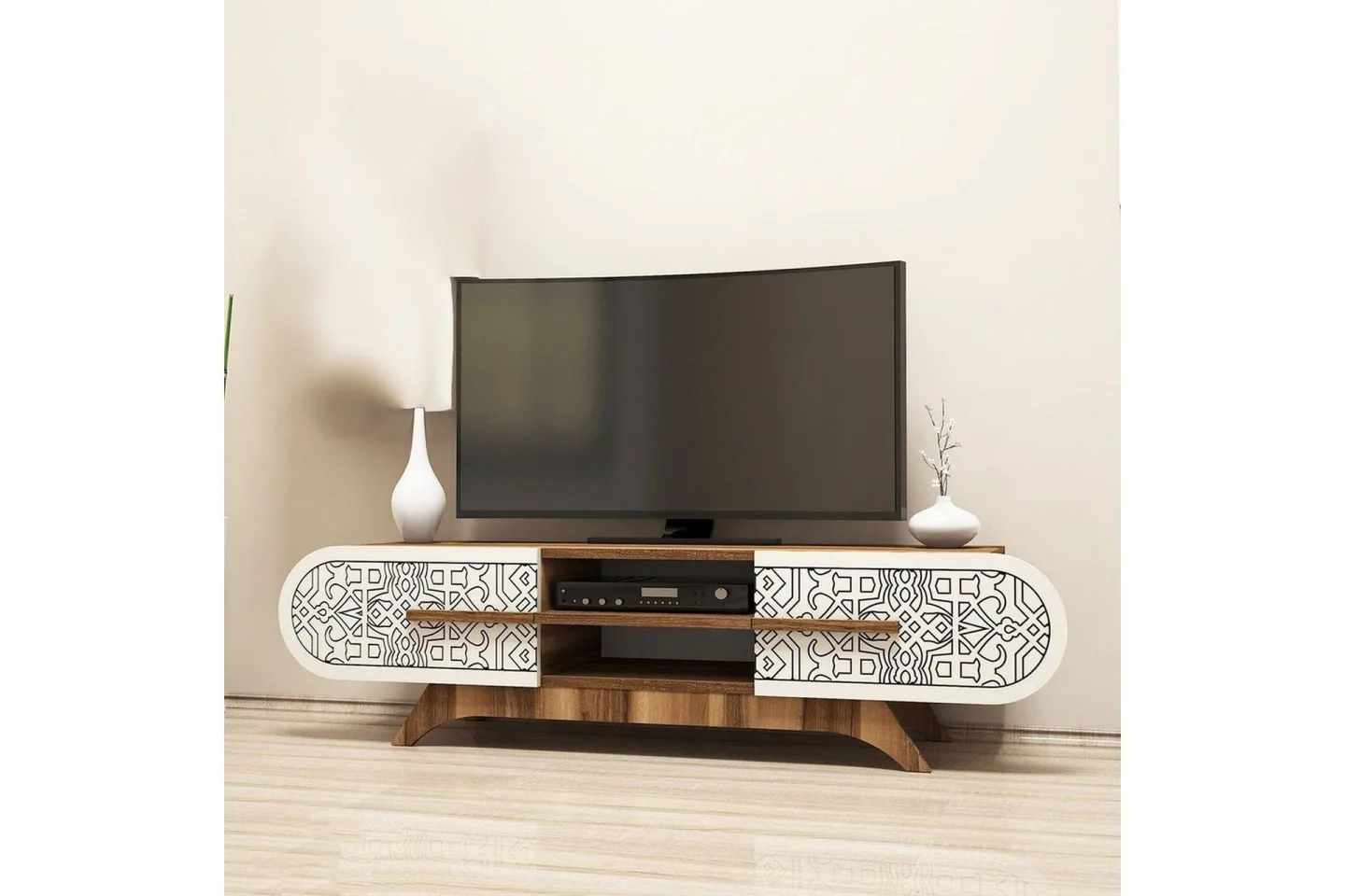 Defneia Tv-bänk 145 cm - Valnöt/Cream