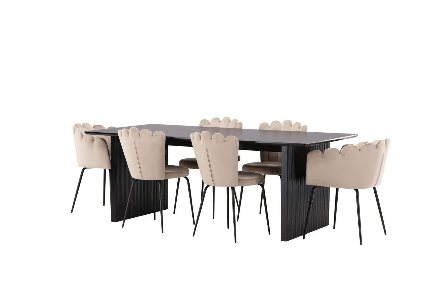 Matgrupp Sicharo 200 cm Rektangulär med 4 Limhamn stolar - Beige
