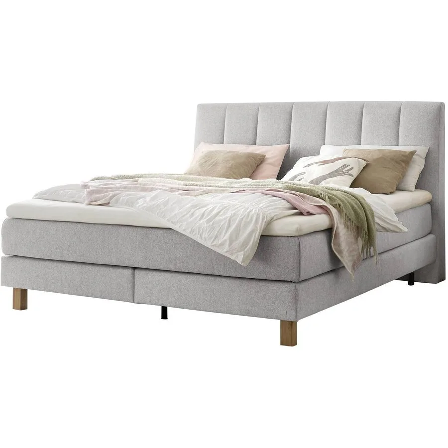 Hasena Boxspringbett Reina Light Grey Stoff 200 x 200 cm