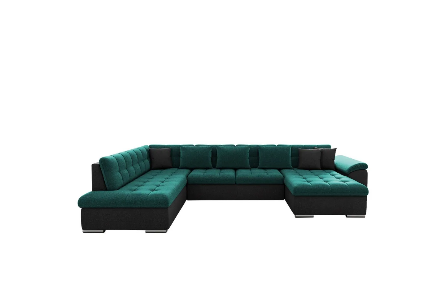 Dynir Soffa med Divan och Schäslong 4-sits - Svart/Grön