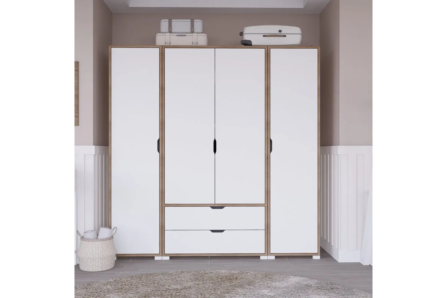 Nordhs Garderob 140x182 cm - Ljusbrun/Vit