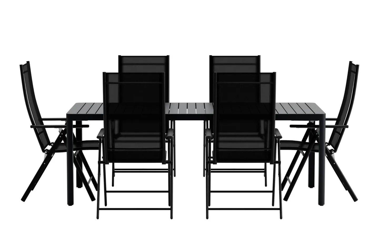 Giardini Gartenset Tisch 90x200 cm schwarz 6 Stühle schwarz.