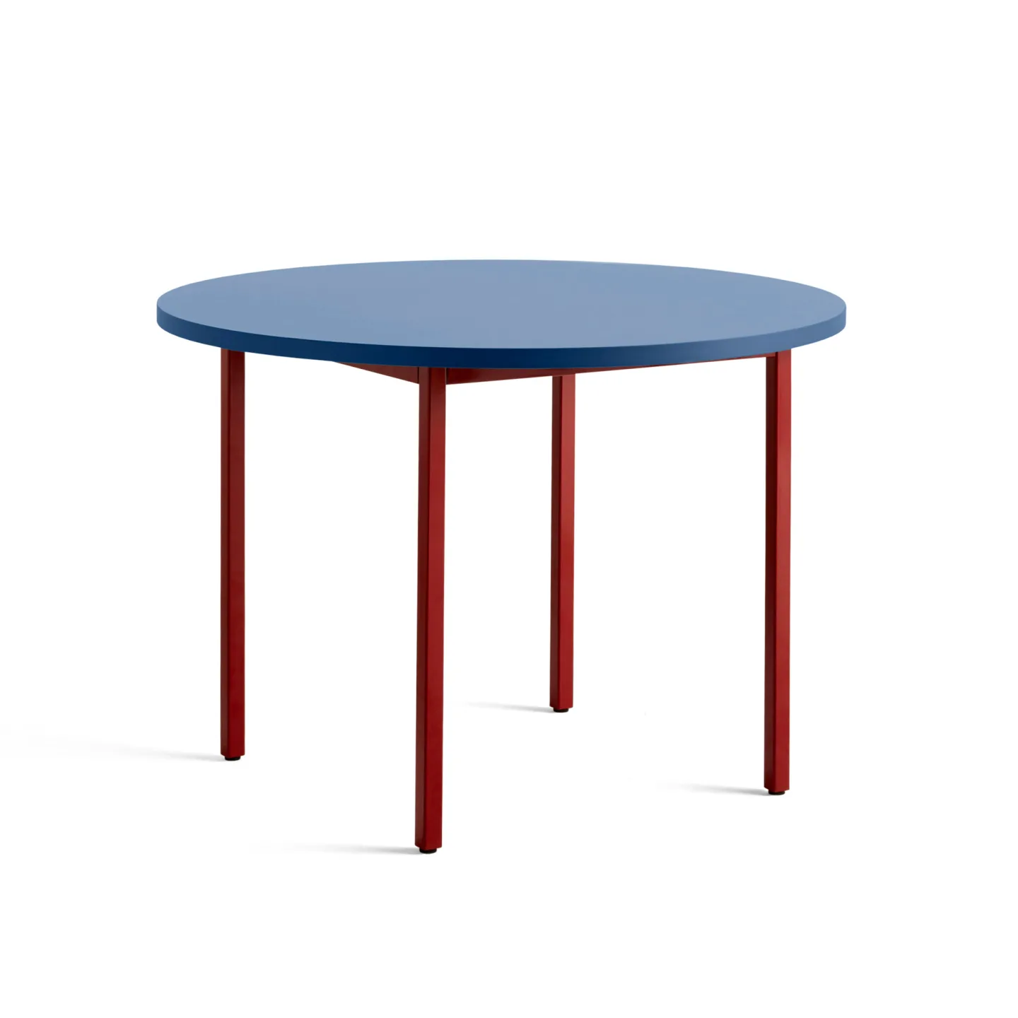 HAY - Two-Colour Table Round 105 Blue / Maroon Red - Matbord - Muller Van Severen - Röd - Metall