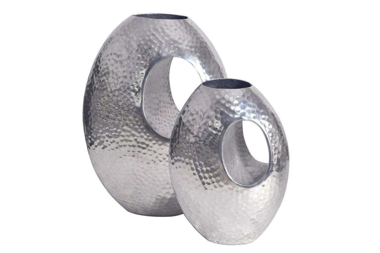 Vas Wohnling Set om 2 Aluminium Hamrad look, modern loftstil Silver - Silver