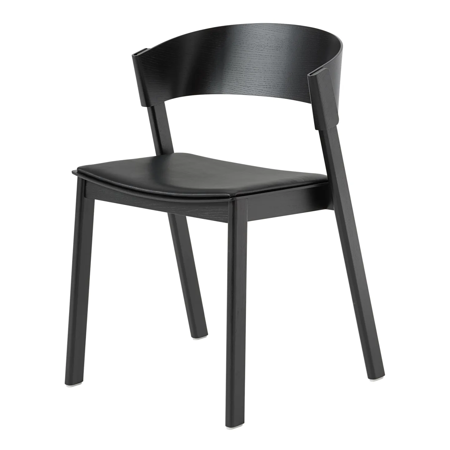 Muuto - Cover Side Chair Black/Black Refine Leather - Matstolar - Thomas Bentzen - Läder/Trä