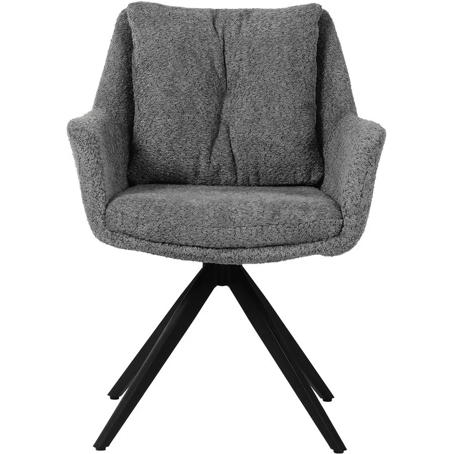 Armlehnstuhl Veliora grau/schwarz Bouclé, Metall matt