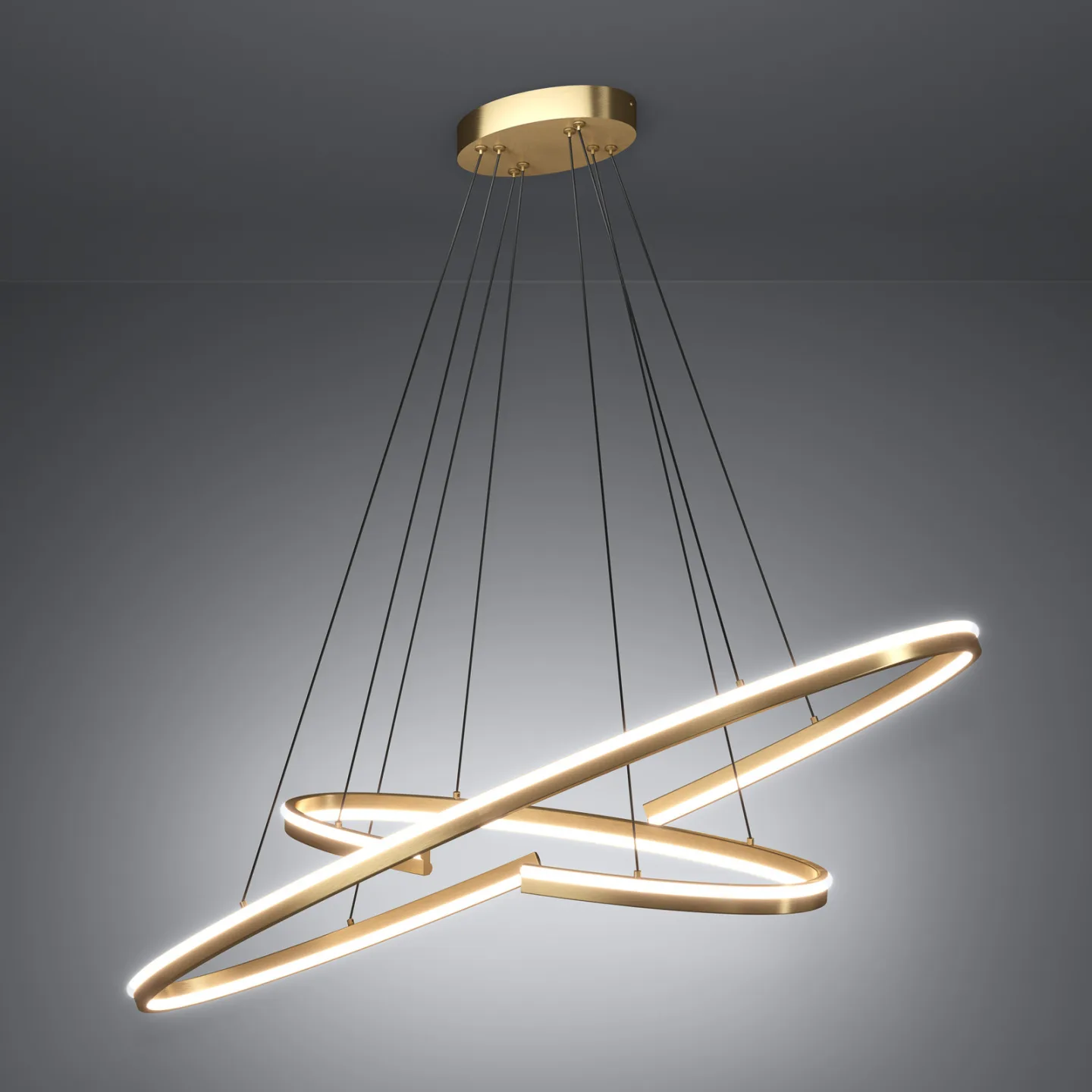 Bogado LED-Hängelampe, gold, 120 cm CCT dim - Stars of Light - Wohnzimmer - Modern - Metall - Mehrflammig