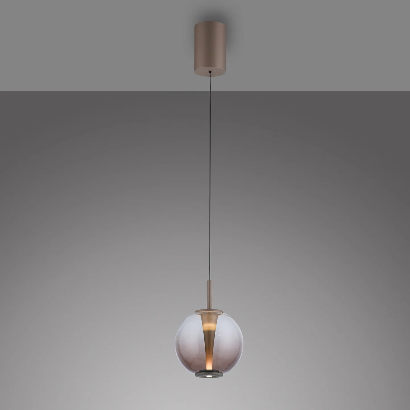 Infinity LED-pendellampe, bronse/rav, Ø 18 cm, CCT – PURE - Stue - Glass - Med skjerm