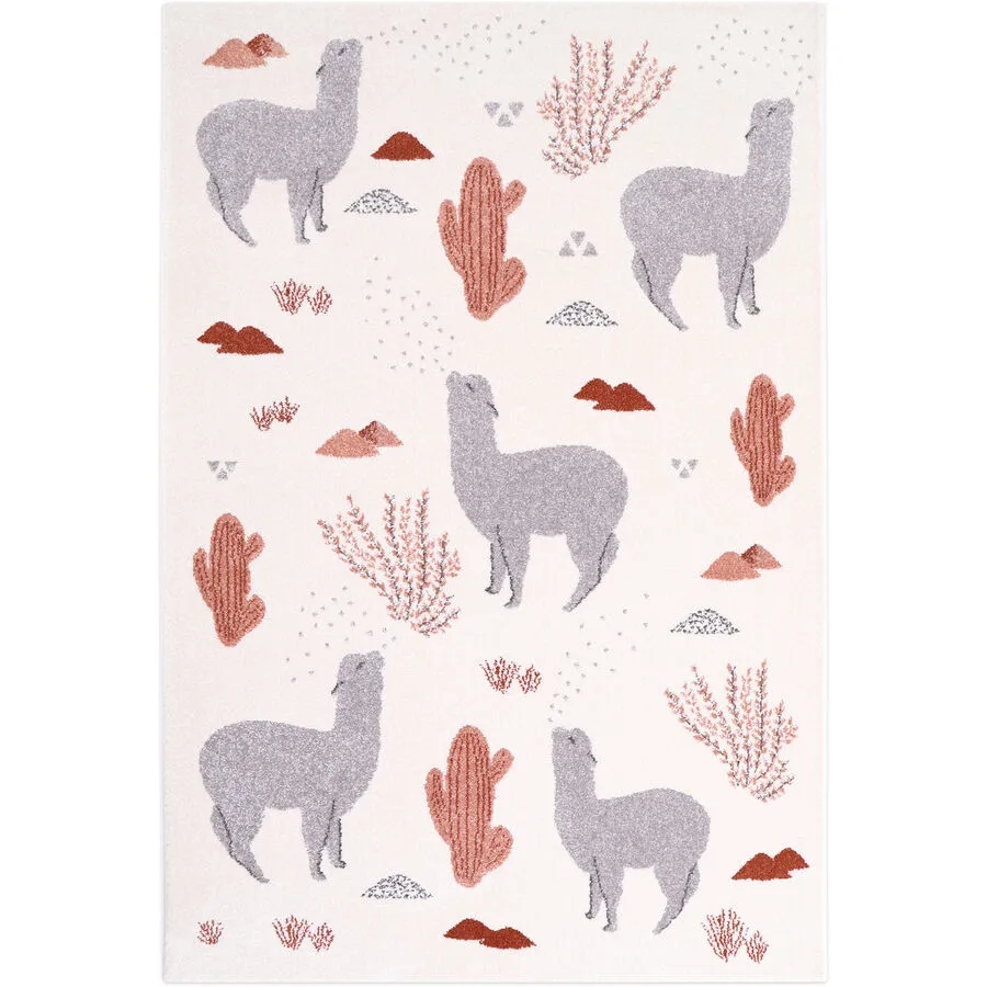Kinderteppich Rebaz ecru Polypropylen Tiermuster 120 x 170 cm