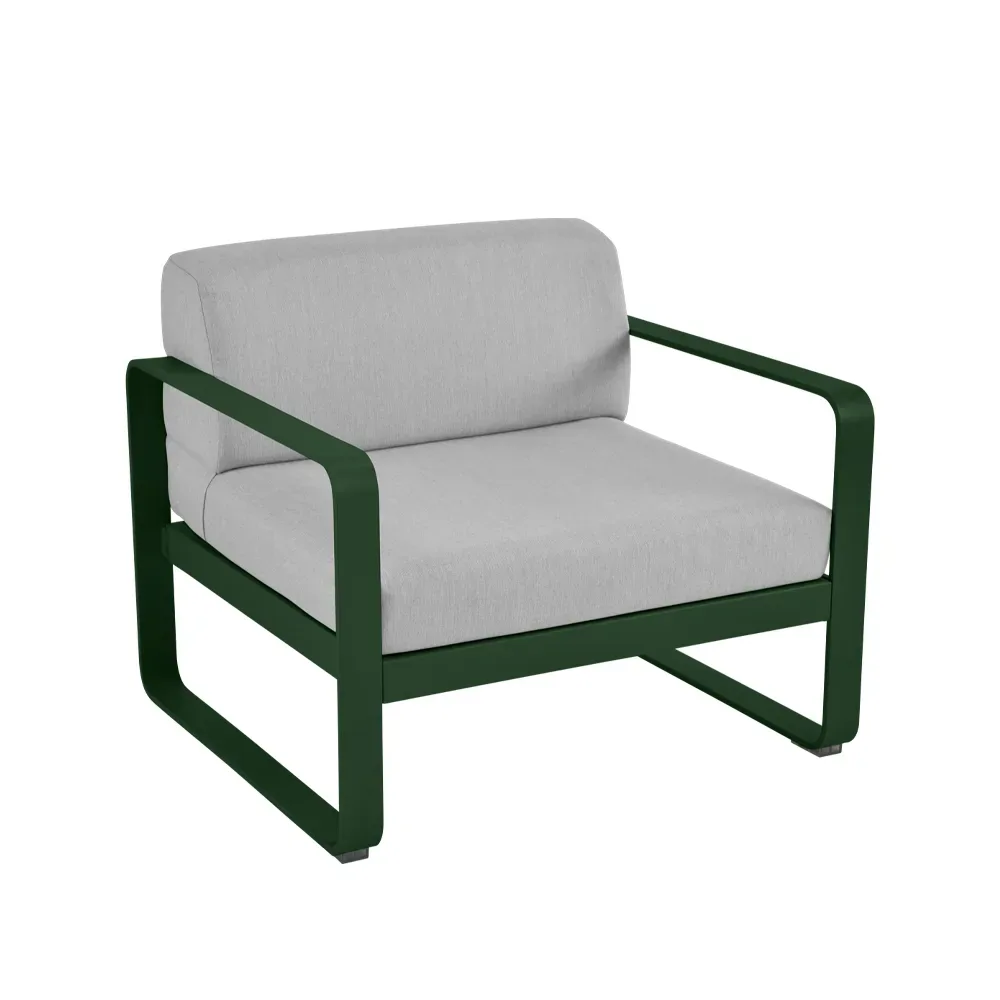 Fermob Bellevie fåtölj Cedar green (grön), flannel grey dyna