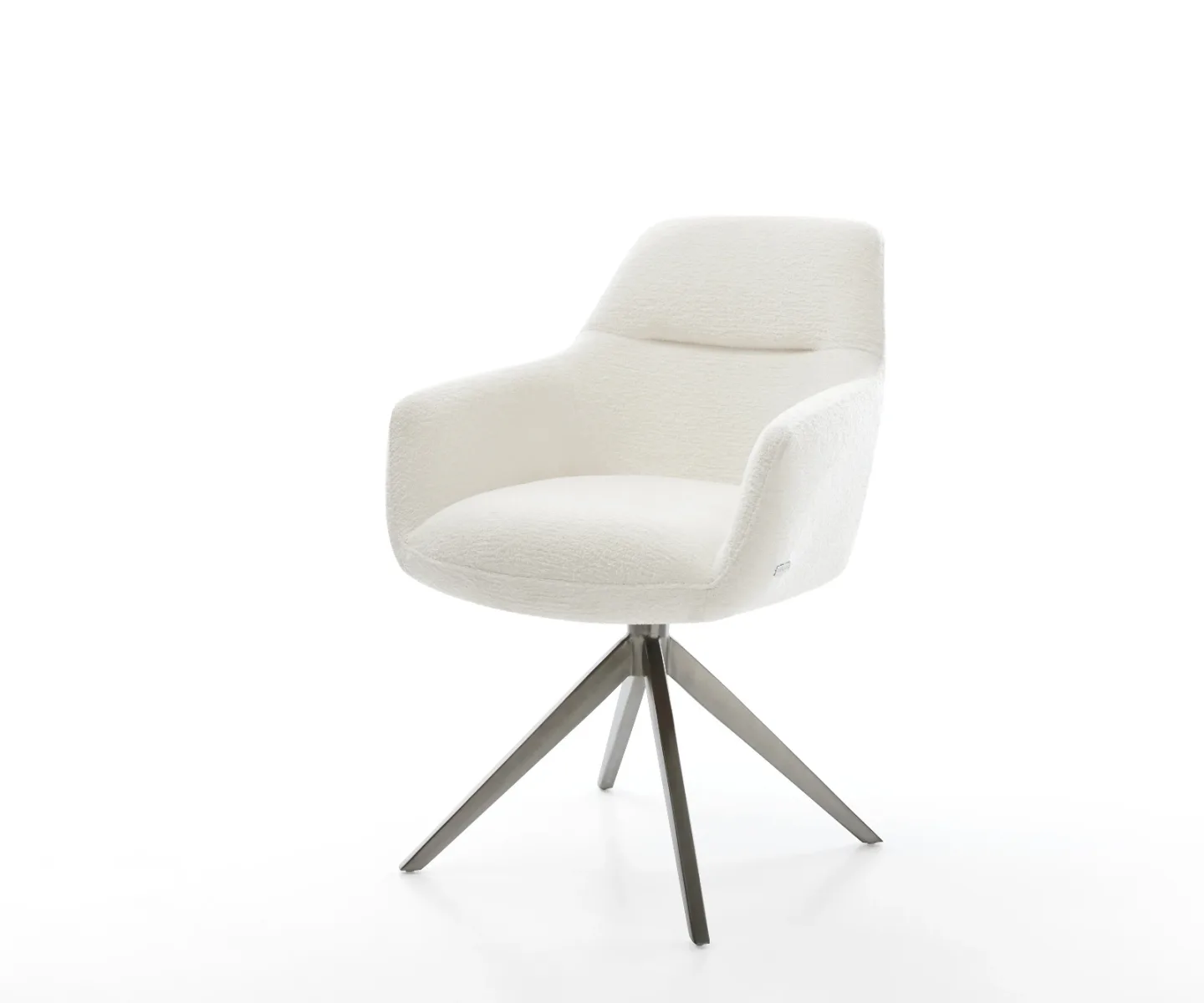 Drehstuhl Pejo-Flex Bouclé Soft Beige Kreuzgestell breit Graphit 360° drehbar Wippfunktion Taschenfederkern