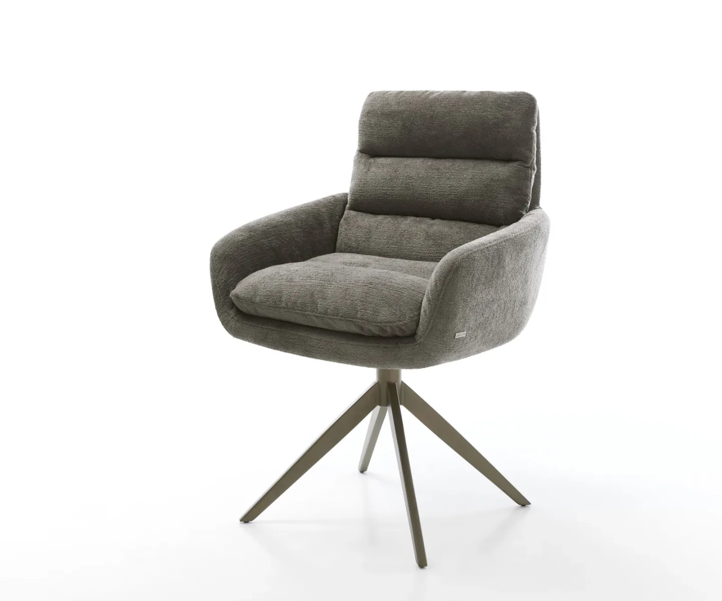 Drehstuhl Abelia-Flex mit Armlehnen Bouclé Soft Schlamm Kreuzgestell breit Effektfinish Titan 360° drehbar Wippfunktion