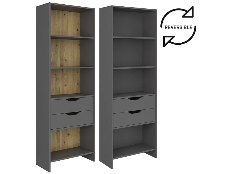 Bibliothek REVERSO 60x32.4x175cm 4 Fächer 4 Tablare anthrazit