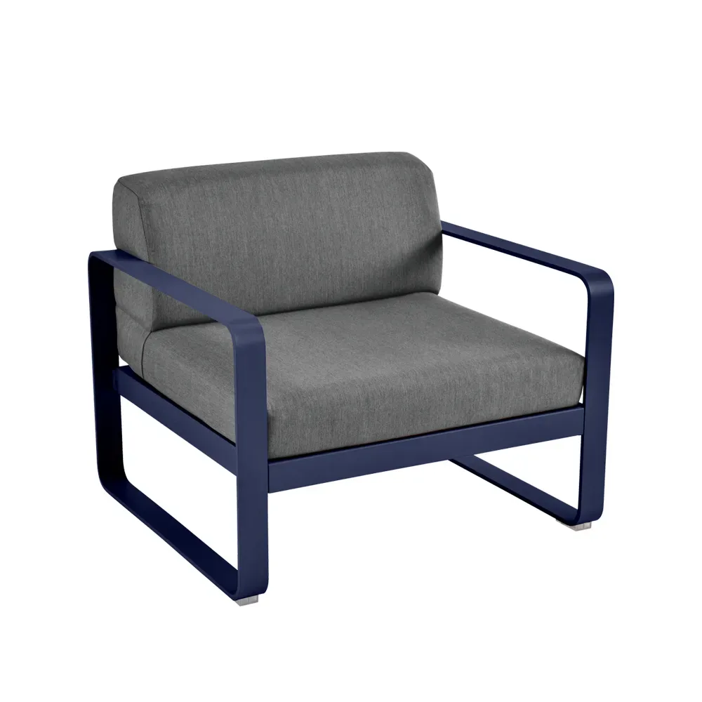 Fermob Bellevie fåtölj Deep blue (blå), graphite grey dyna