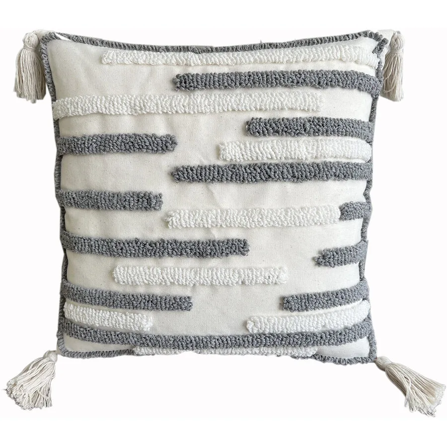Zierkissen Jil grau-weiss Baumwolle, Polyester B 45 T 45 cm