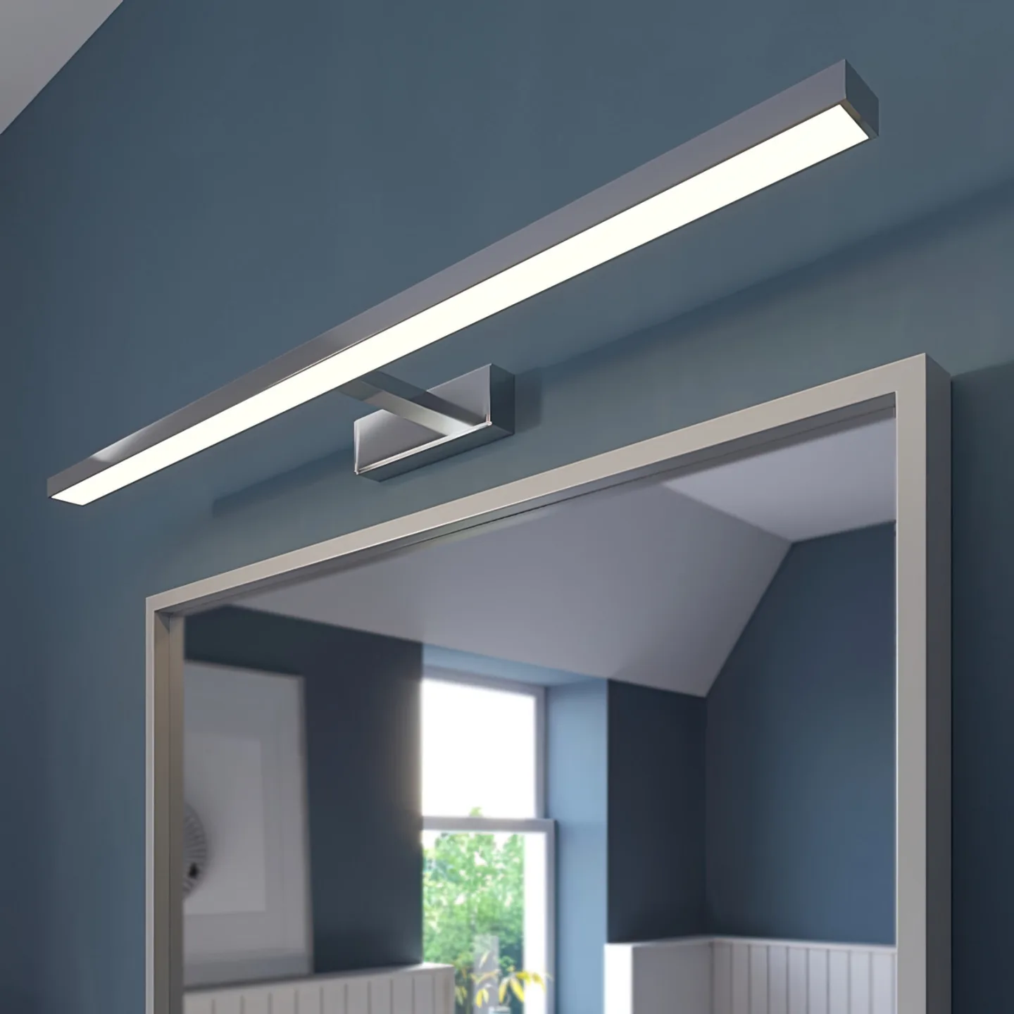 Jukka LED Wandleuchte L90 Chrome - Lindby - Badezimmer - Modern - Aluminium - Eckig
