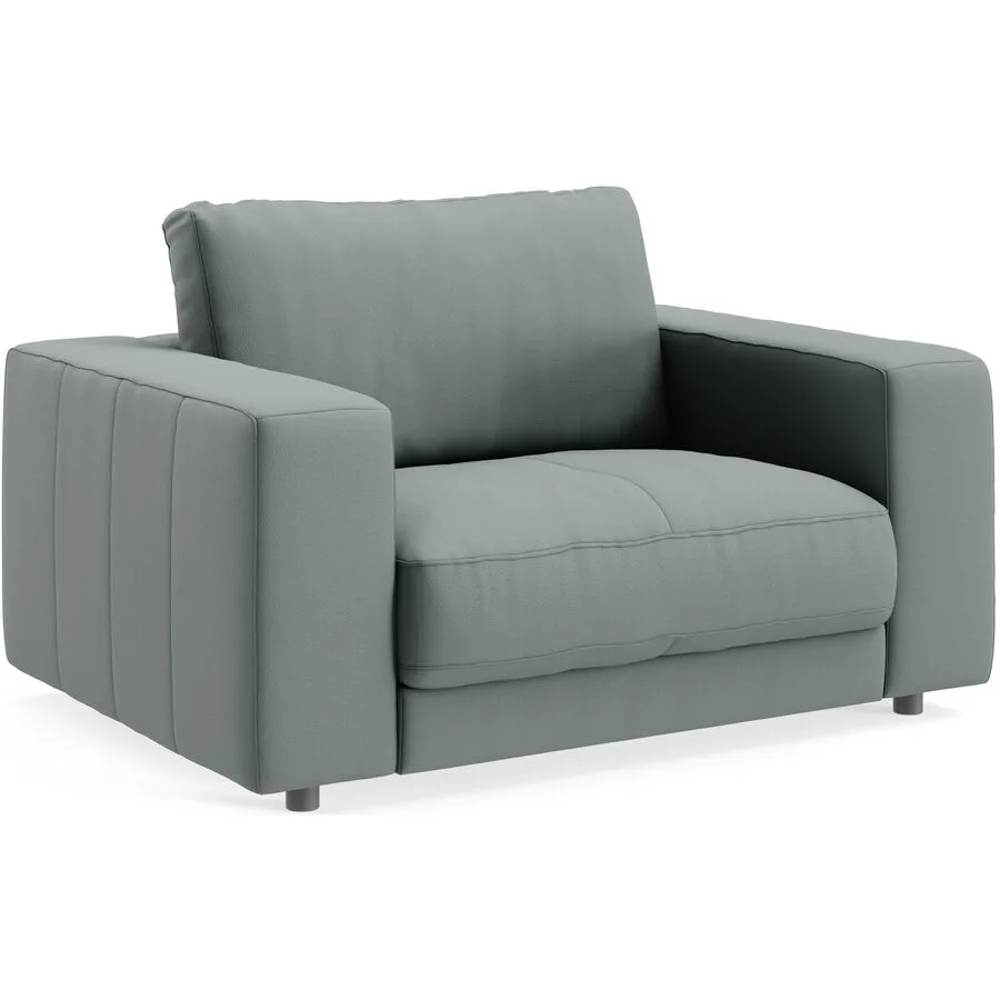 Sessel Ava blue grey Bezug: pigmentiertes Leder B 140 T 107 H 86 cm - Möbel Konfigurator: Traummöbel individuell zusammenstellen