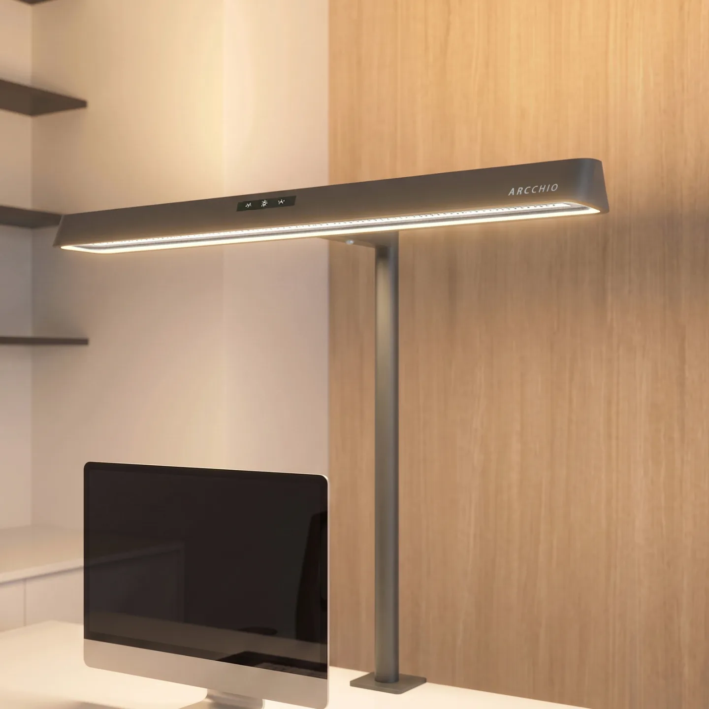 Shax LED-klemmelampe, sort, dæmpbar, 4.000 K, sensor – Arcchio - Kontor / arbejdsværelse - Moderne - Metal - Med skærm