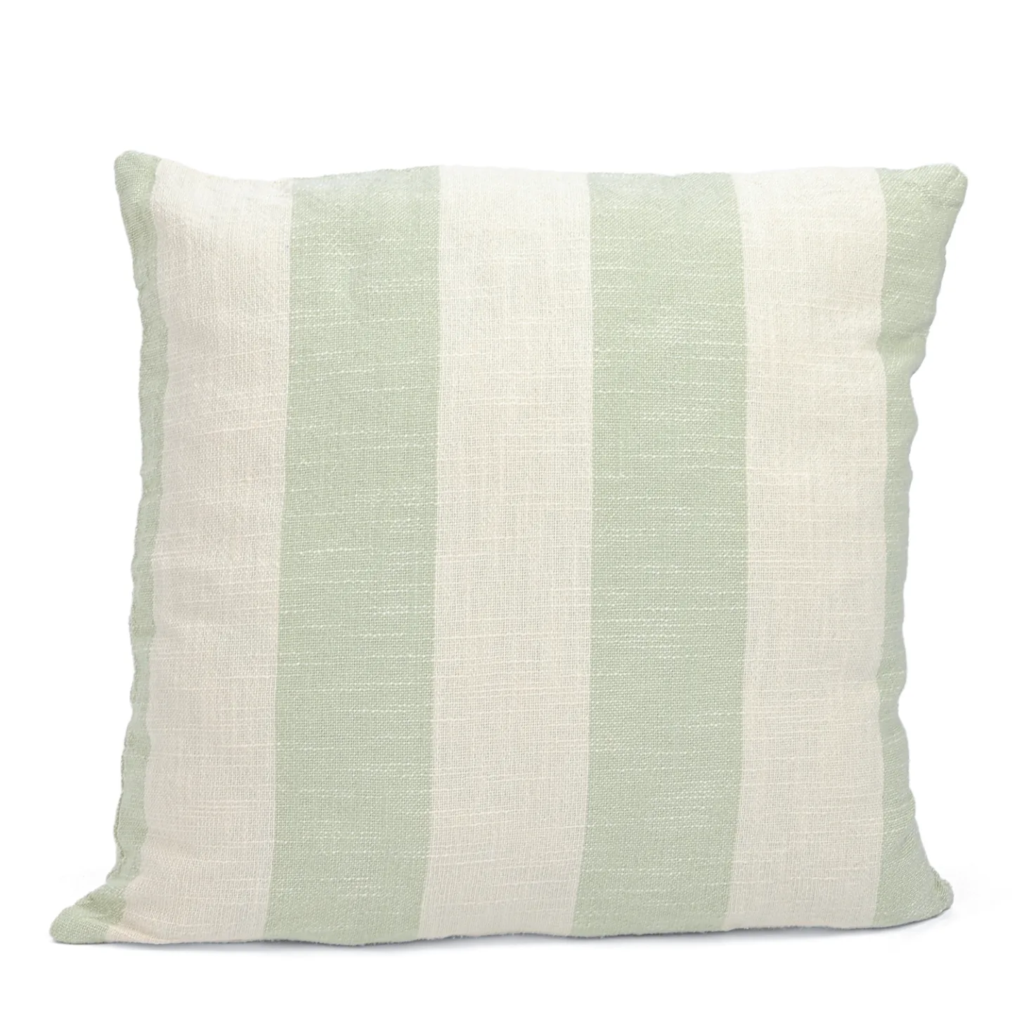 Putetrekk - Kora stripe cotton cushion cover (krem/lys grønn) (Størrelse: 45 x 45 cm)