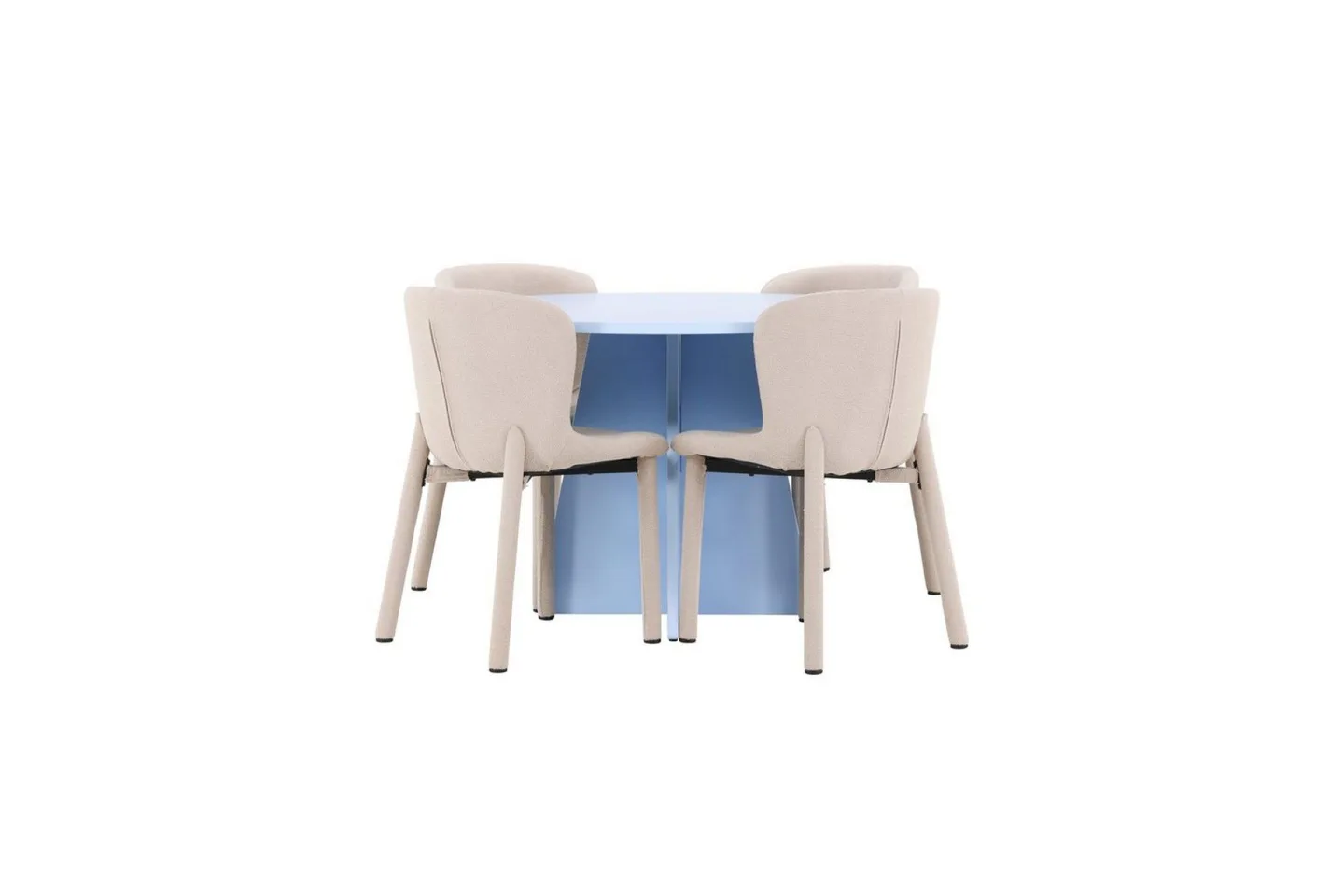 Matgrupp Bootcut Runt 110 cm Babyblå med 4st Astoria Stolar Beige - Beige
