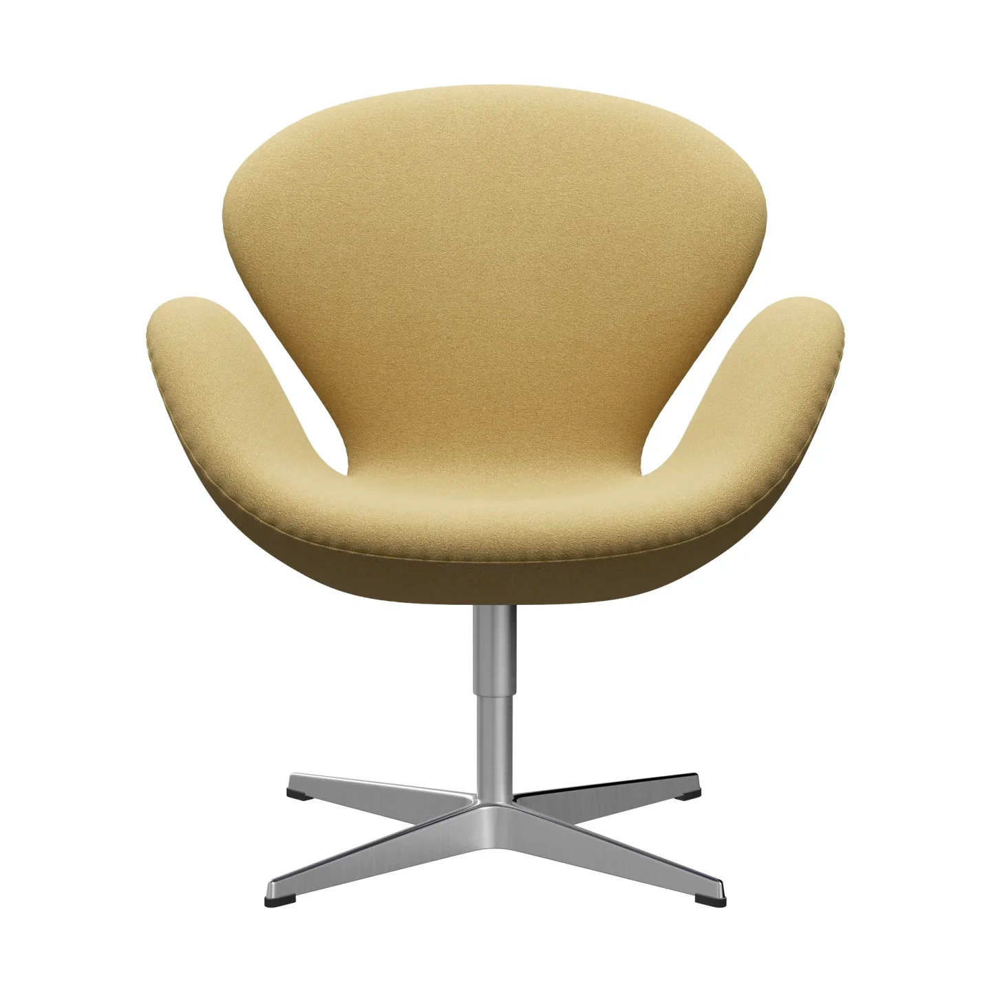 Fritz Hansen Svanen 3320 fåtölj Acca Camel (gul)-borstad aluminium