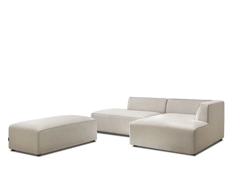 Ecksofa mit Hocker BOBOCHIC MEGEVE Stoff chiniert beige