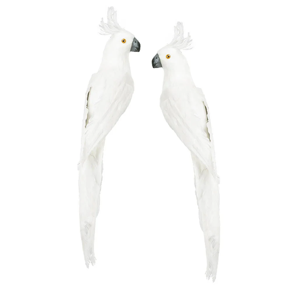 Papegoja sittandes vit 50 cm