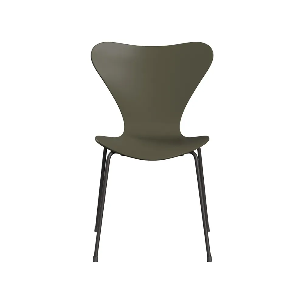 Fritz Hansen Sjuan 3107 stol Olive green-lackad-grafitgrått stativ