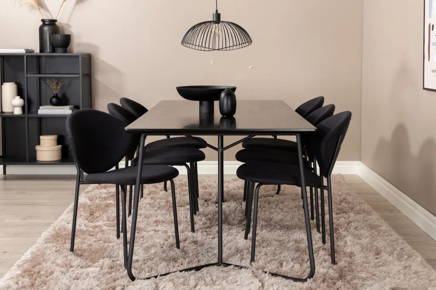 Pipi Matgrupp 190 cm inkl 6 Moncoll Stolar - Svart